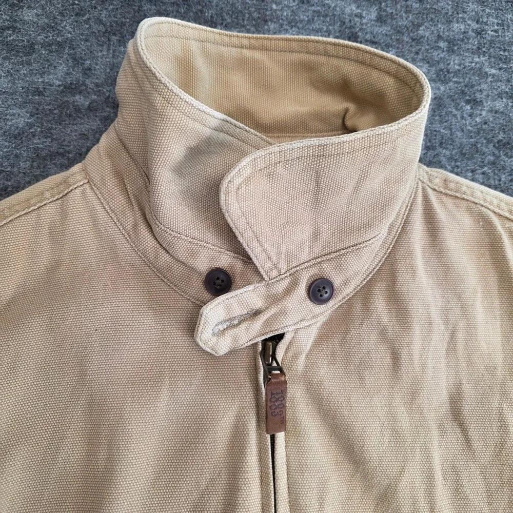 VTG Lucchese Jacket Mens‎ Large Tan 1883 Original Canvas Bomber Lined Western